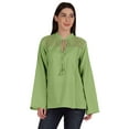 thumbnail image 1 of Moomaya Tunique Col Mandarin pour Femmes Manches Longues Été Coton Uni, 1 of 7