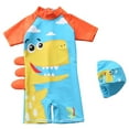 thumbnail image 2 of Toddler Boys Swimsuits One Piece Rash Guard Swimwear Zipper Bathing Suit UPF50+ with Hat Dinosaur Swimsuit Set, 2 of 6