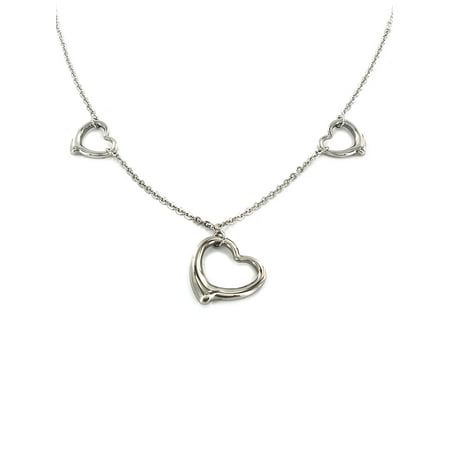 - ELYA Three Dangling Open Hearts Stainless Steel Necklace (2mm) - 16