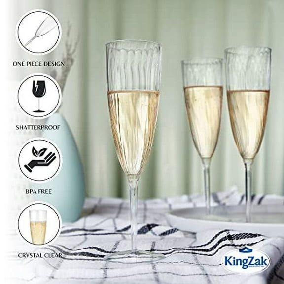 Premium Wine Glasses 8 oz. Clear Hard Plastic 1-Piece Disposable Cups Value Pack-96 Count