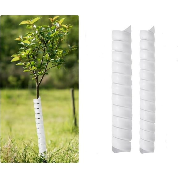 2 Pack Tree Trunk Protector-2 Size Plastic Spiral Tree Guard, Plastic Tree Bark Wraps to Protect Bark from Animals and Lawn Mowers (White)