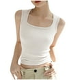 thumbnail image 2 of Luxalzxs Square Neck Tank Top Women Summer Solid Color Slim Fitted Sleeveless Workout Tops Basic Tanks Cami Tee Shirts, 2 of 3