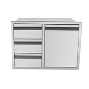 RUNWIN Outdoor Kitchen Drawer Combo, 28" W x 19.6D x 20.1" HBBQ Access Door Drawers Combo with Stainless Steel, Perfect for BBQ Grill Station Outdoor Kitchen Storage Cabinet