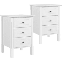 Yaheetech 3 Drawer Nightstand for Living Room,Set of 2,White