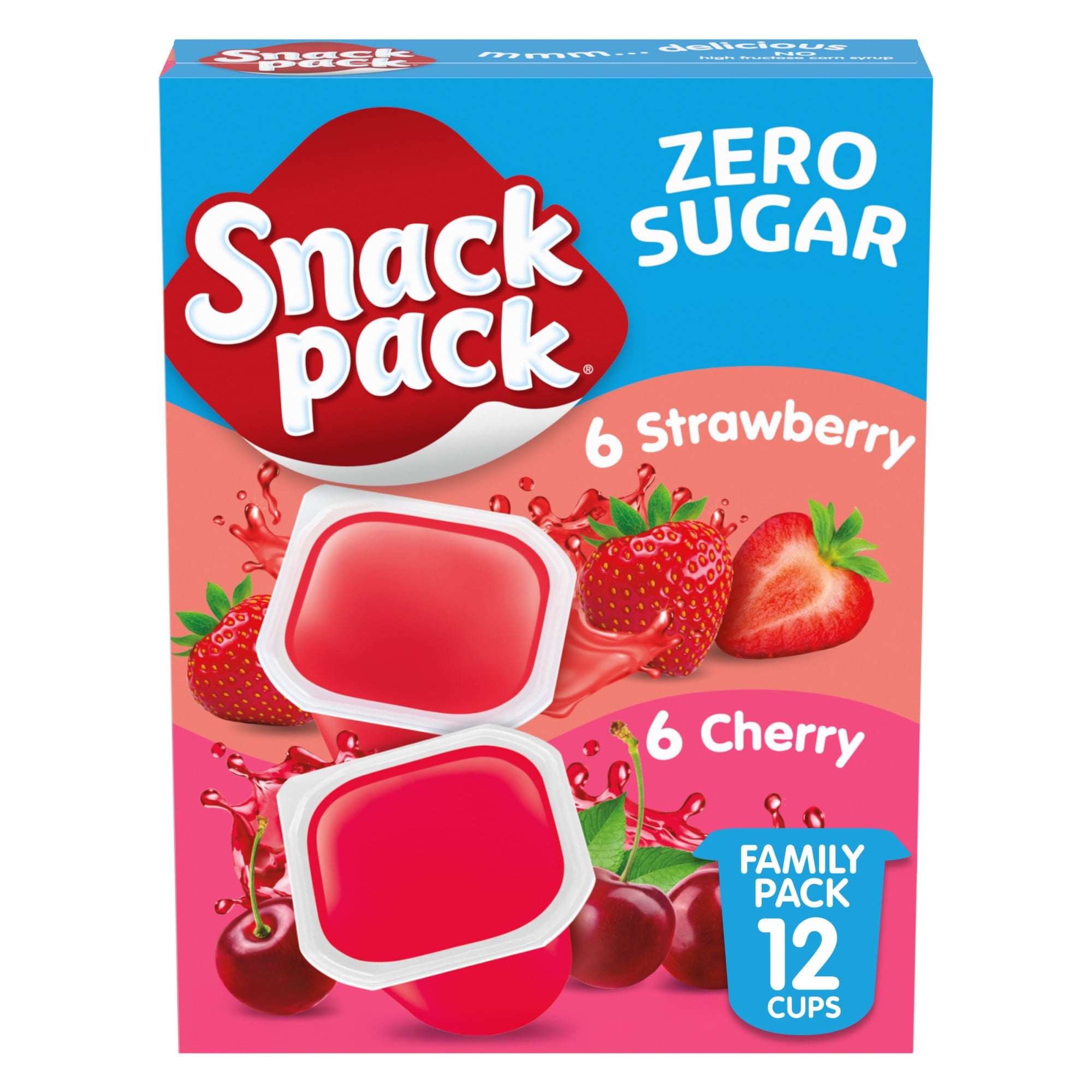 Snack Pack Juicy Gels Strawberry Cherry 3.25 oz 12 Count Family