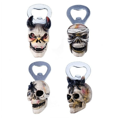 

ZPAQI 4 PCS Skull Shaped Bottle Openers Beer Bottle Opener with Magnet Home Bartender