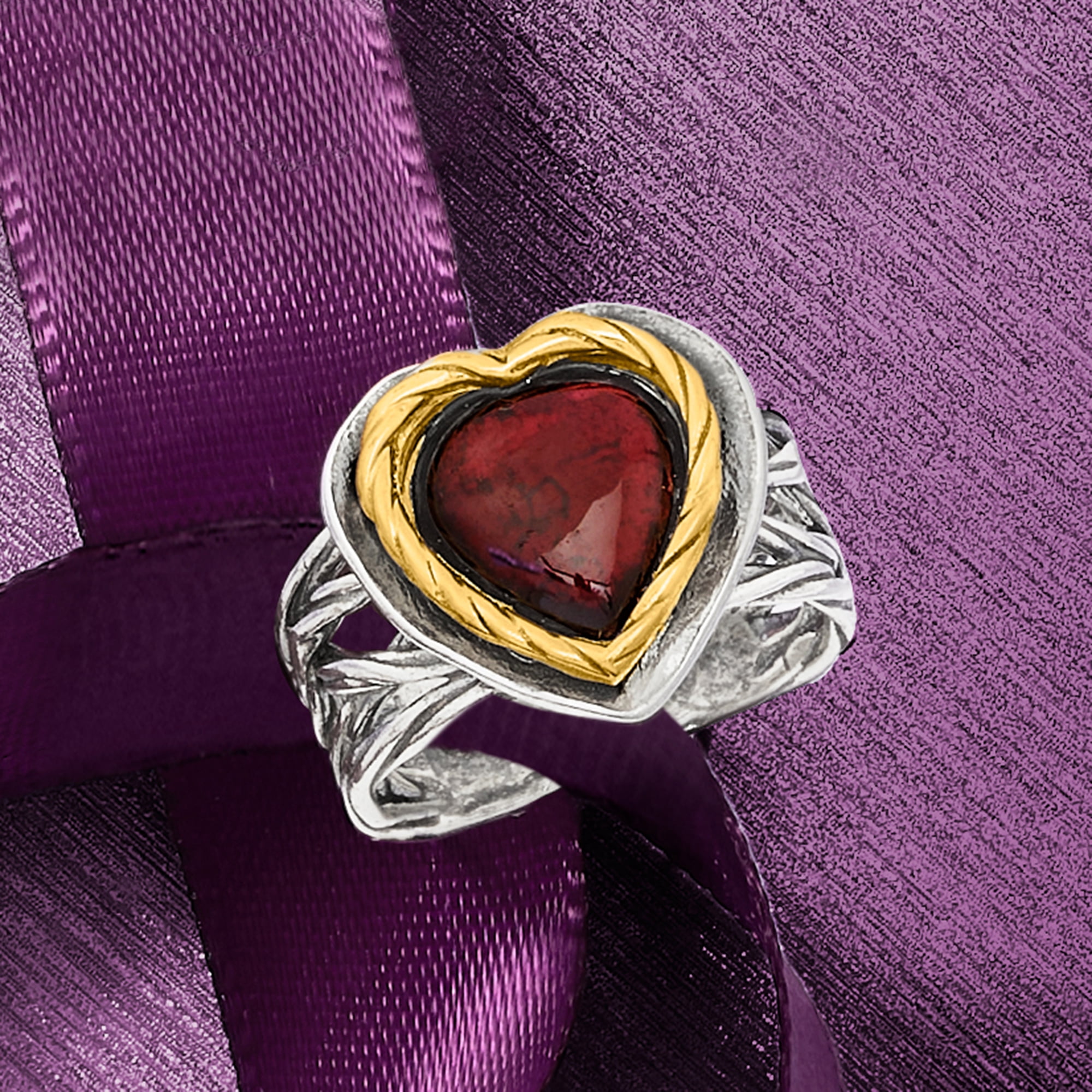 Ross Simons 4.00 Carat Garnet Heart Ring in Sterling Silver and