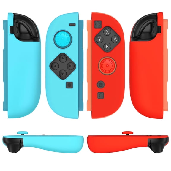 TNP JoyCon 2 Case Cover for Nintendo Switch 2 2025 - Protective Silicone Switch 2 Joycon Cover with Thumb Grip Caps - Ergonomic Anti-Slip Soft Shell Skin Case for Joy Con Controller (Red Light Blue)