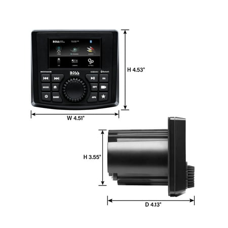 BOSS Audio - MGV520B Marine Gauge Receiver – Weatherproof, 3” Touchscreen, Amplified, Bluetooth, No CD Player, USB Port, AM/FM Radio - Black