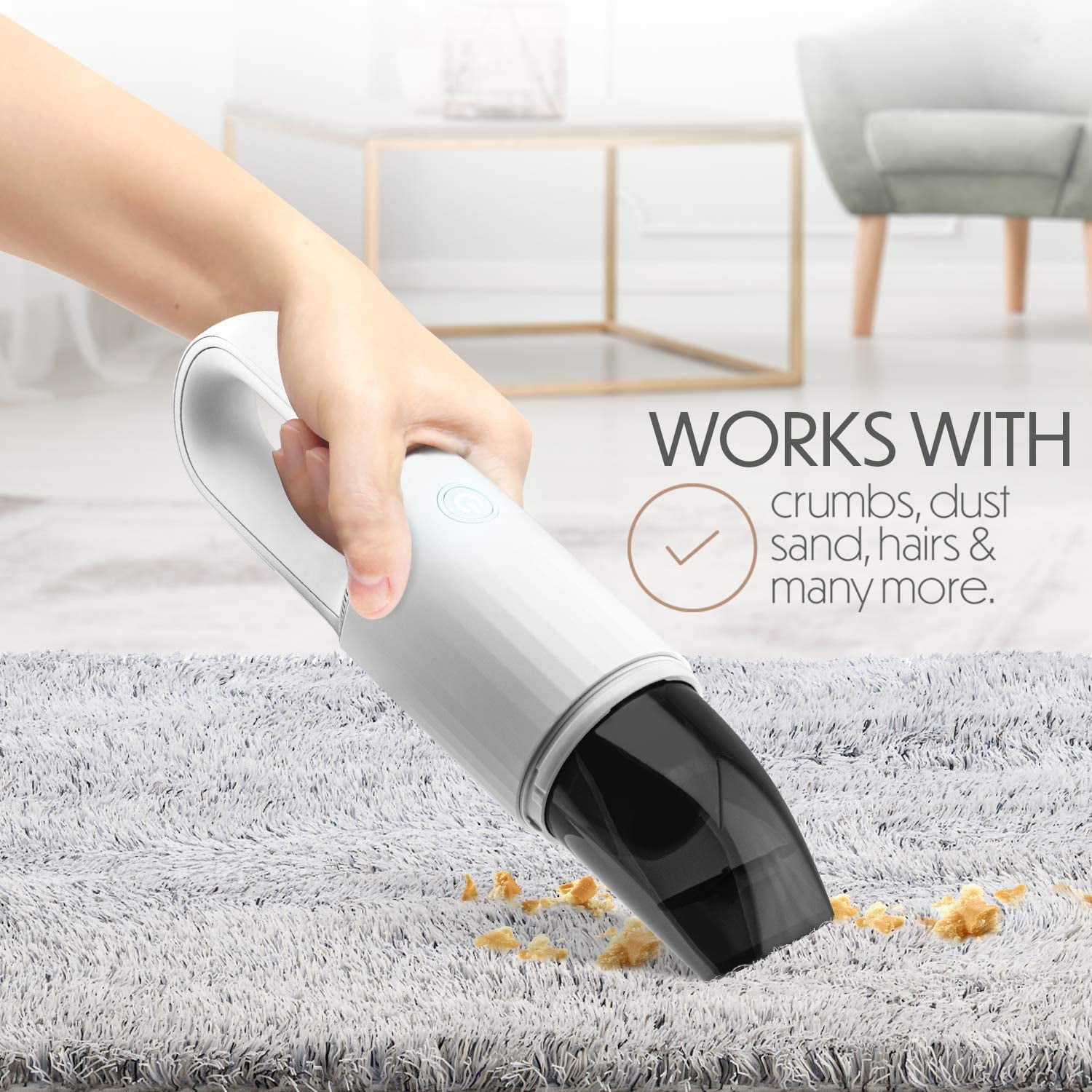 Portable Vaccum Cleaner - Hand Vacuum Cleaner Handheld Cordless Cleaner - Starument - WHITE