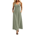 thumbnail image 1 of CHUMUD Robes d'Été pour Femmes avec Poches Robe Maxi à Bretelles Spaghetti Décontractée Coupe Ample Robe Soleil, 1 of 8