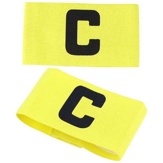 OULII 2Set Yellow Nylon Captain Armband for Soccer with Anti-slip Design 13.50X6.00X0.50cm