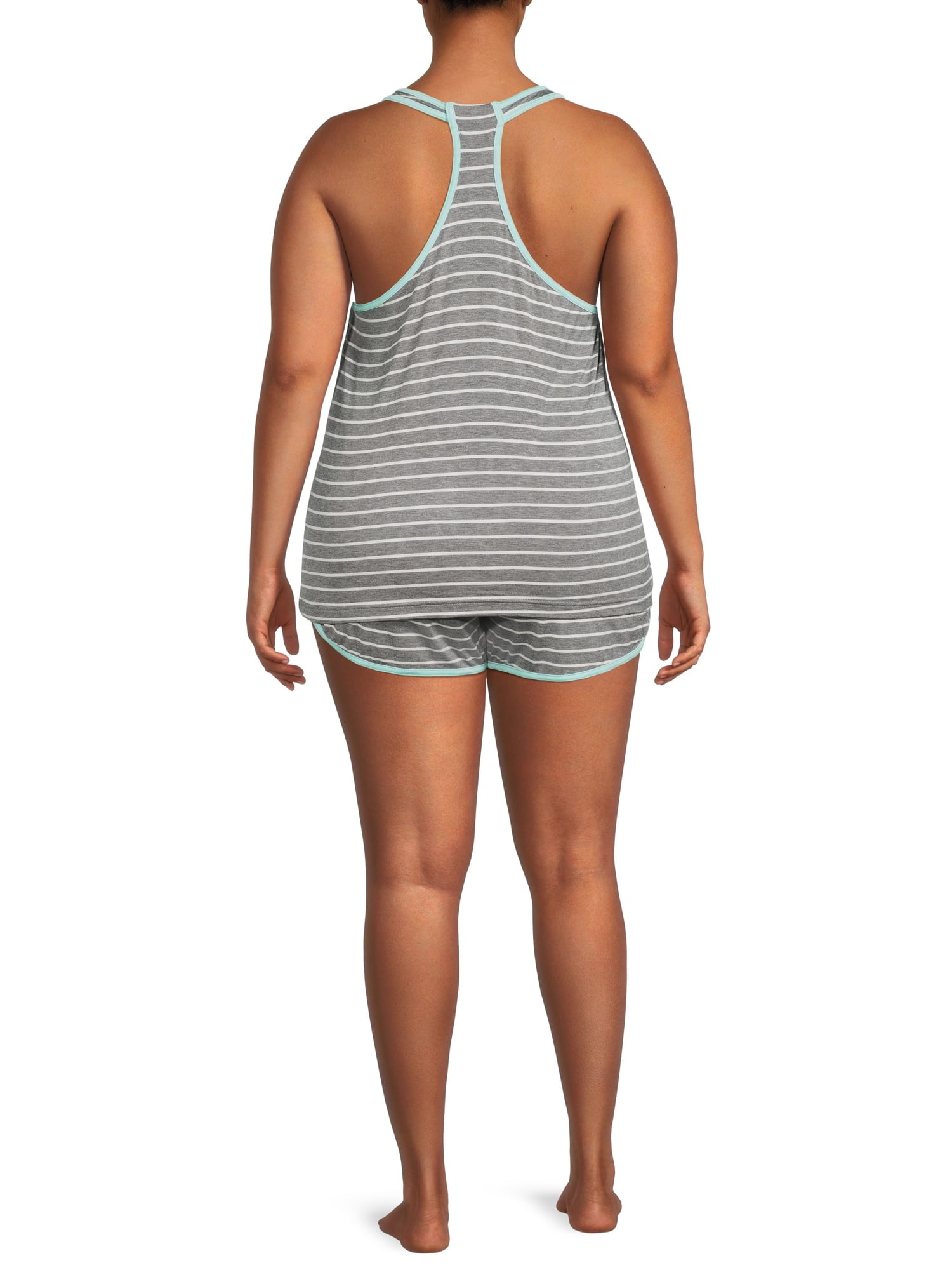 U.S. Polo Assn. Women's Plus 2pc Striped Knit Racerback Tank and Pajama Short Set