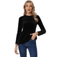 thumbnail image 1 of Blusa casual de terciopelo Allegra K para mujer Negro XS, 1 of 5