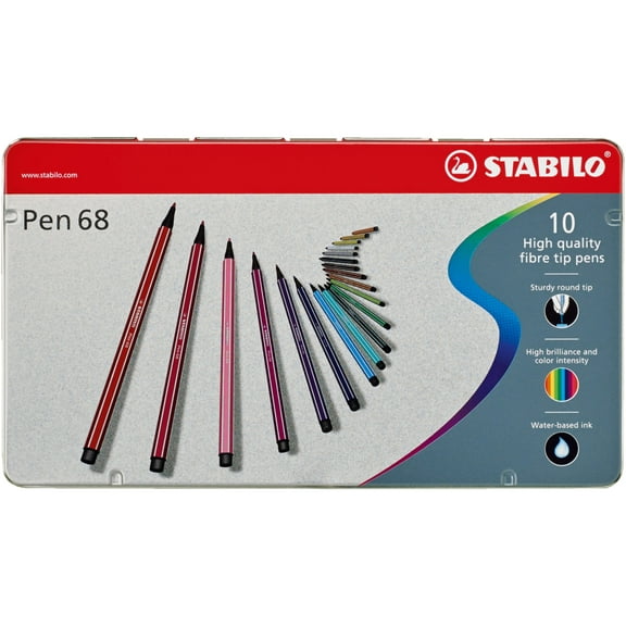 STABILO Pen 68 Tin Set, 10-Color