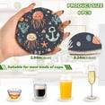 thumbnail image 2 of Yayeee 6 PCS Drink Coasters with Holder Set Woven Absorbent Round Tabletop Hot Pad, Red Jellyfish, 2 of 7