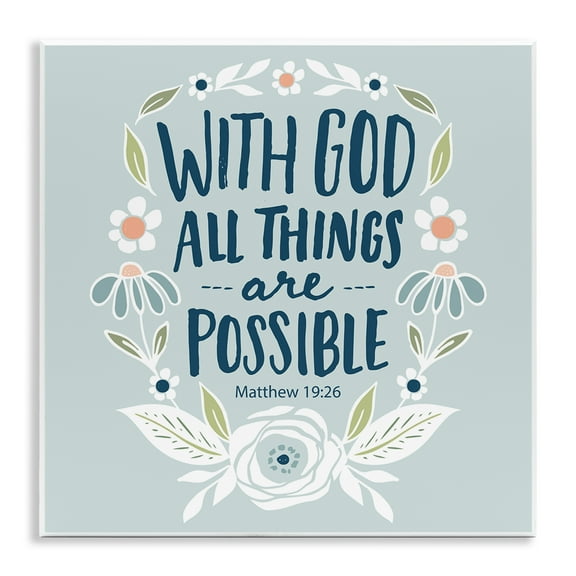 Stupell Industries All Things Possible Verse Religious Painting Unframed Art Print Wall Art, 12 x 12