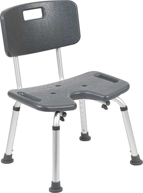 Tool-Free 300 Lb. Capacity, U-Shaped Adjustable Gray Bath & Shower