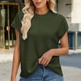 thumbnail image 4 of ameIAEA Women's Short Sleeve Knitted Shirts Crewneck Solid Color Sweater Spring Summer Tops, 4 of 7