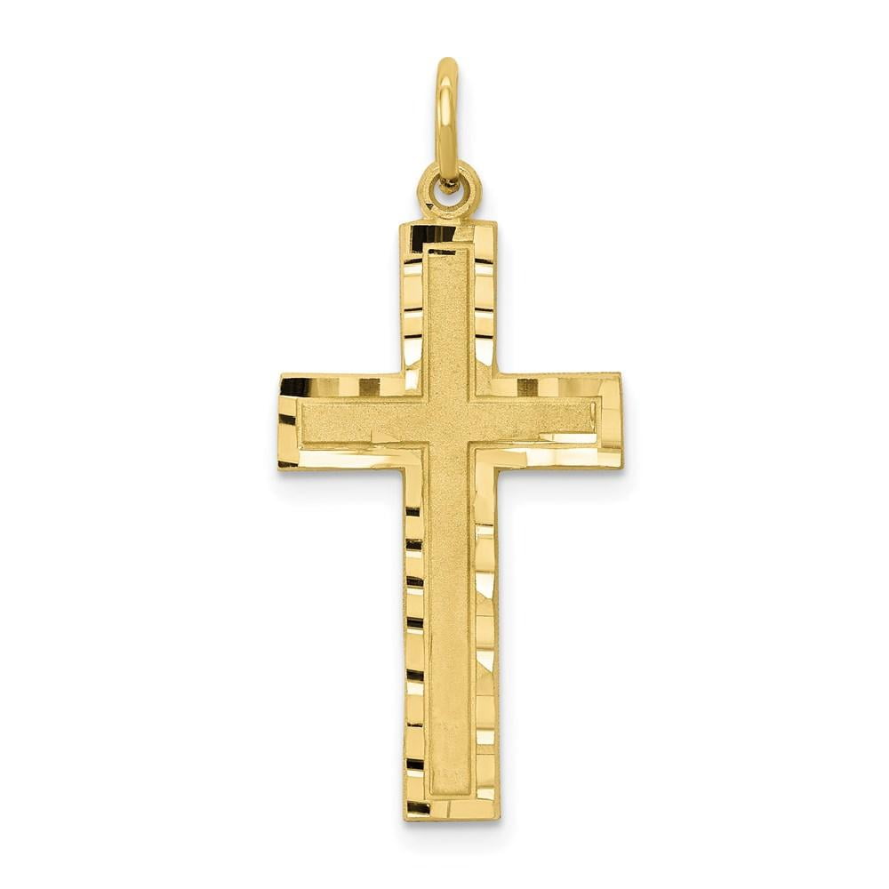 10 k Yellow Gold With 1.7 Gram 1.5 Inch 5 mm  Diamond Cuts Designed Cross Charm 