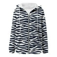 thumbnail image 4 of Bibifish Womens Hoodie Black White Zebra Print Full Zip Up Hoodie Jacket Drawstring Hood Relaxed Fit Comfy Casual Daily Wear Trendy Hoodie, 4 of 5