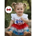 thumbnail image 6 of BemeyourBBs Girls Patriotic Outfit Letter Print Rompers and Tulle Skort Headband, 6 of 9