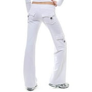 Women's Stretch Button Yoga Pants Wide Leg Sweatpants Bootleg Pants With Pockets