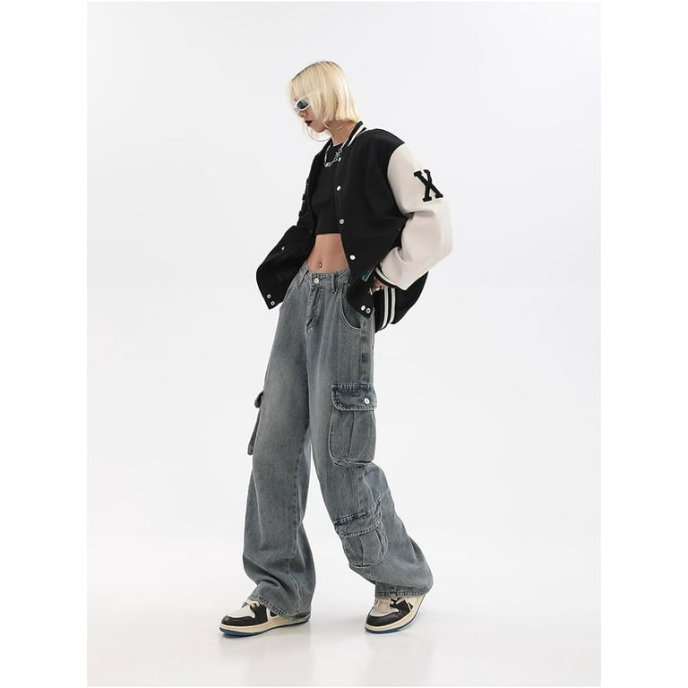 Kukuzhu Baggy Jeans Y2K Emo Denim Pant with Side Pocket Kukuzhu Baggy Jeans Y2K Emo Denim Pant with Side Pocket