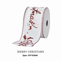 Christmas Wired Edge Ribbon, merry christmas Ribbon Xmas Ribbon for Winter Wreath Bow Making DIY Crafts Gift Wrapping, 6.3cm, 10 Yards