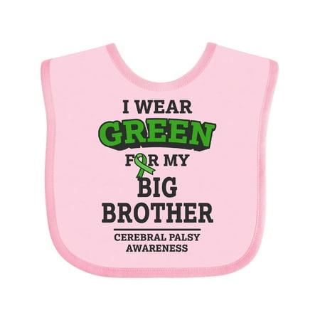 

Inktastic I Wear Green For My Big Brother For Cerebral Palsy Gift Baby Boy or Baby Girl Bib