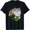 thumbnail image 1 of Camiseta gráfica con meme de gato sandía para hombre: camiseta informal, divertida y relajada con diseño divertido de gato y sandía, negra, lavable a máquina, para todas las estaciones, cuello redondo, 1 of 7