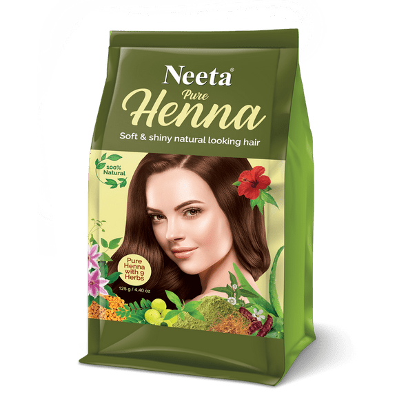 Neeta 100% Natural Pure Henna with 9 Herbs for hair, Chemical Free Dye, Soft & Shiny hair, 4.40 oz