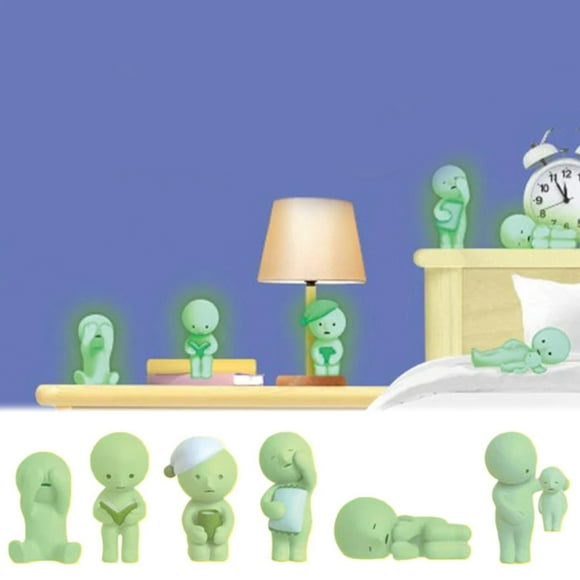 Cute Smiski Hippers Bed Series Glow in the Dark Decorative Mini Figure Toy Blind Box 6Pcs