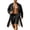 A-Black662, variant on Men Stripe Print Robe Set Open Front Long Sleeve Bath Robe Short Sleep Bottoms