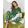 thumbnail image 4 of Ekouaer 2-Pack Womens Pajama Sets Soft Short Sleeve Sleepwear with Long Pants & Pockets Printed Lounge Set, 4 of 6