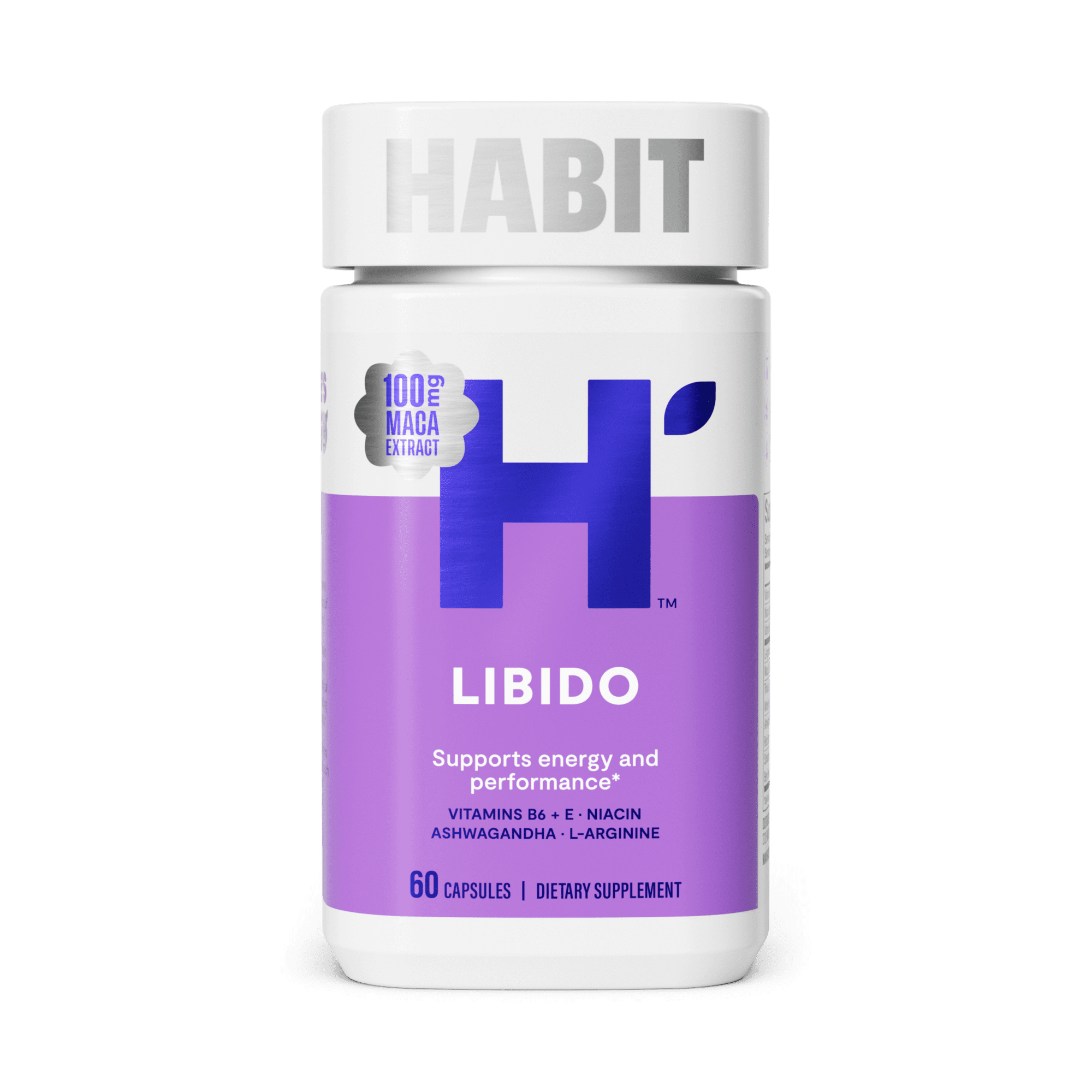 HABIT Libido Supplement, Supports Energy & Performance, Vitamin B6 & E, Ashwagandha, Maca, 60 Capsules
