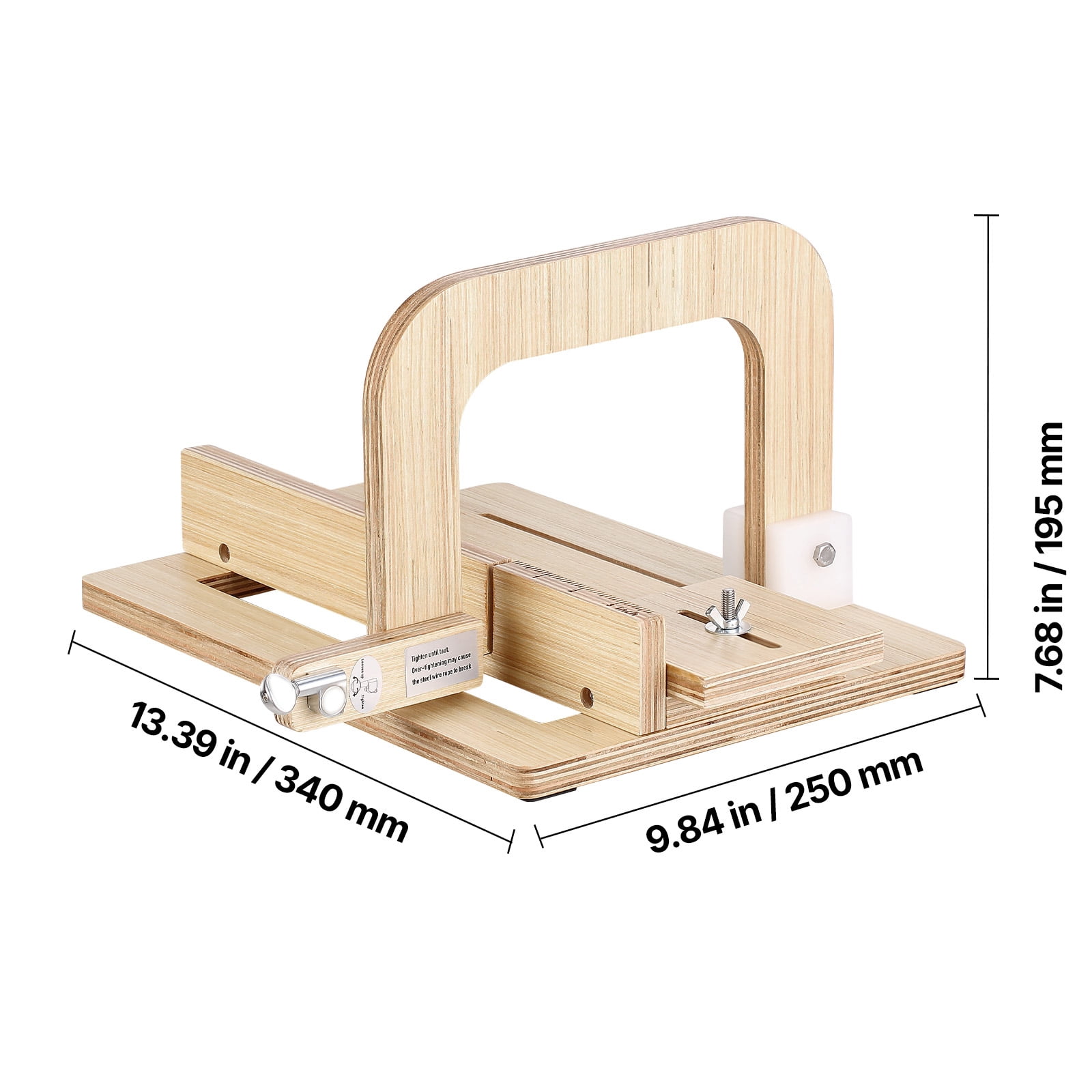 KFFKFF Adjustable Soap Cutter, 0-2 Inch Thickness, Wooden Soap Slicer with Stainless Steel Wire Tension, Includes Extra Wires, Multi-Purpose Tool for Handmade Soaps and DIY Projects
