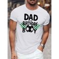 thumbnail image 1 of Dad of the Birthday Boy Soccer Graphic T-Shirt – Men's Casual Summer Tee, White with Black & Green Print, Short Sleeve, Cotton Blend, Machine Washable, 1 of 6