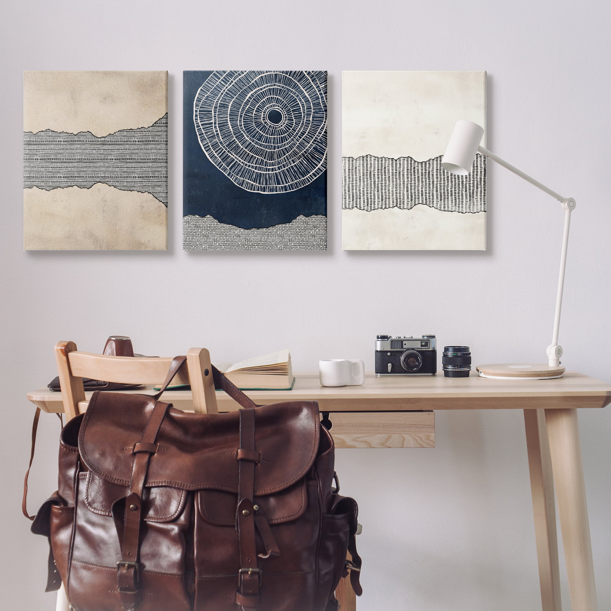 Stupell Industries Boho Muted Fractals Abstract Painting Gallery Wrapped Canvas Print Wall Art, 24 x 30, Set of 3