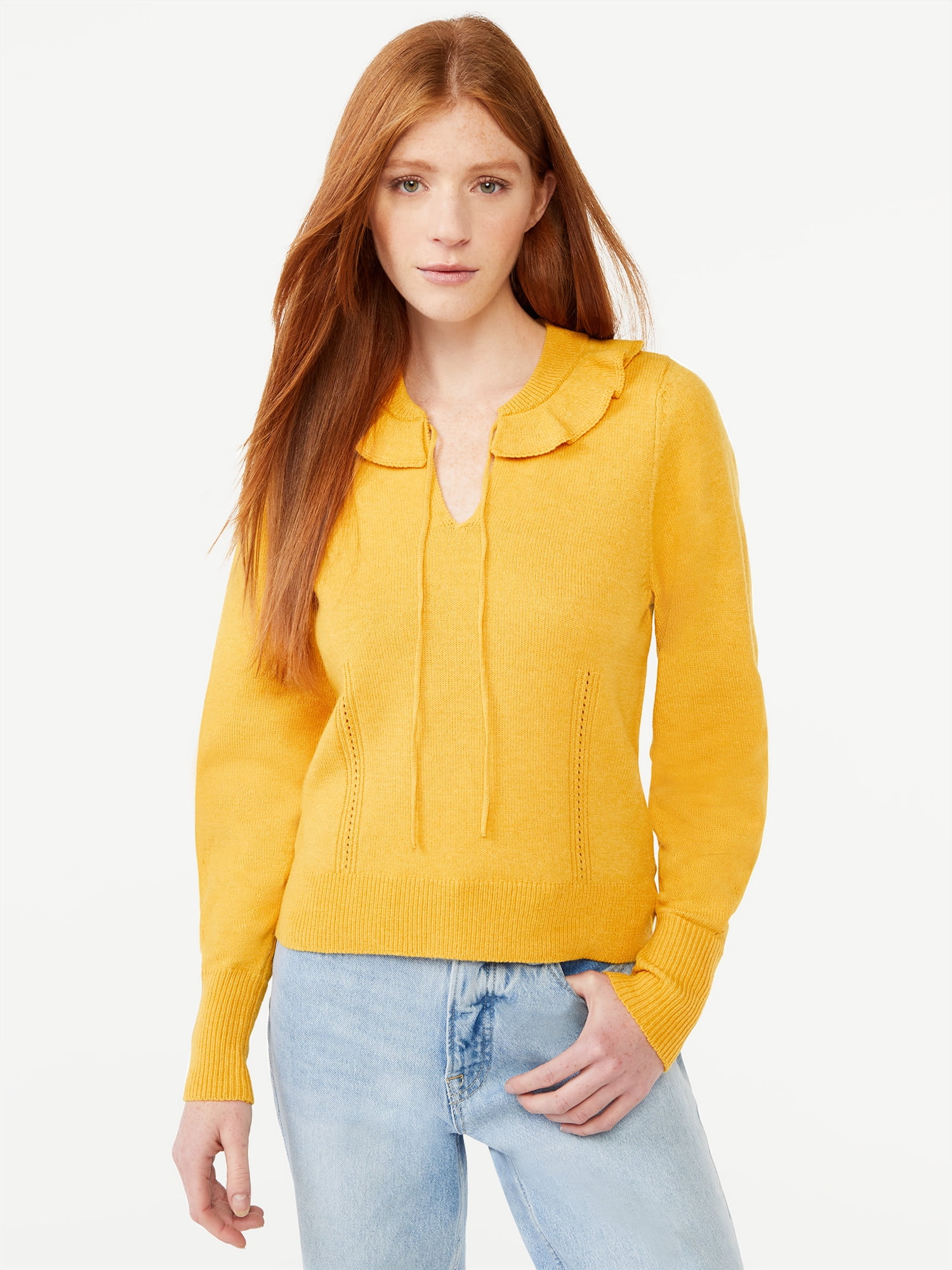 Free Assembly Women's Ruffle Collar Sweater