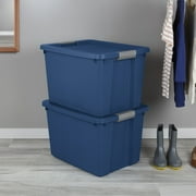Sterilite 20 Gallon Large Storage Bin, Plastic Storage Container with Latch Lid, Blue