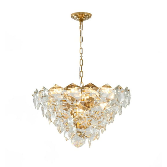 Bethel International Chandelier Gold Steel & Crystal