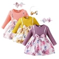 thumbnail image 4 of Uuszgmr Dress For Girl Toddler Dress Girls Winter Long Sleeve Flower Print Bow Dress With Headbands Soft Skin Friendly Cute Clothes, 4 of 4
