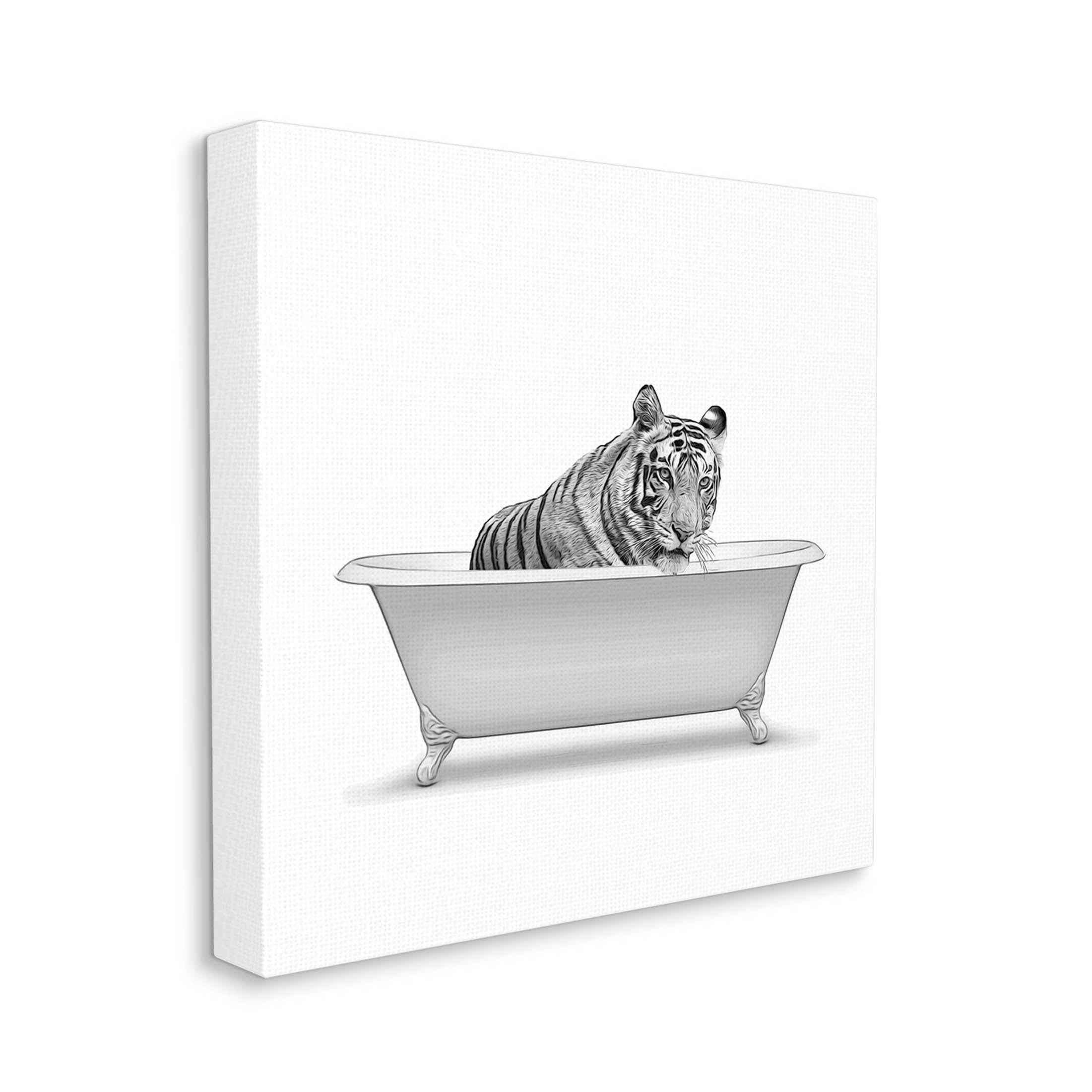 Stupell Industries Wild Tiger Claw Foot Bathtub Graphic Art Gallery Wrapped Canvas Print Wall Art, Design by Annalisa Latella