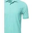 thumbnail image 3 of FashionOutfit Men's Solid Short Sleeves Two Button Placket Long Line Polo Shirt, 3 of 3