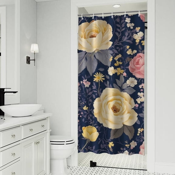 Pioneer Flower Floral Print Pattern Shower Curtain 36"x72" ,Bathroom Decorative Shower Curtains Set with 12 Hooks,Modern Waterproof Washable Shower Curtain