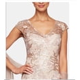 thumbnail image 3 of Alex Evenings Women's Embellished Lace Embroidered Illusion Gown & Shawl Beige Size 16, 3 of 3