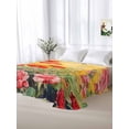 thumbnail image 5 of Poppy Botanical California King Size Flat Sheet, Wrinkleproof & Fadeproof Cooling Flat Bed Sheet Only, Vintage Floral Yellow Ombre Breathable Soft Bedding Top Sheets 108 x 98 Inches, 5 of 8