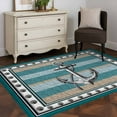 thumbnail image 3 of Blue Beige Anchor Area Rugs 4'x6', Washable Small Throw Rugs for Office Bathroom, Nautical Summer Beach Coastal Ocean Indoor Outdoor Rug Non-Slip Low Pile Carpet Runner Reversible Floor Mats, 3 of 8
