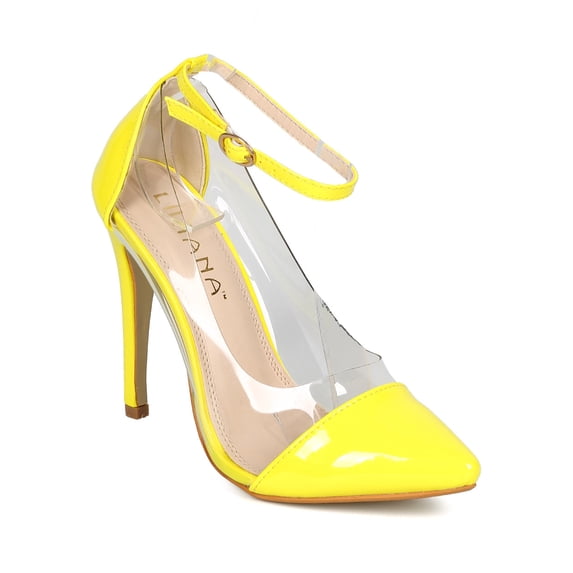 Liliana Olga-1A New Women Patent Lucite Pointy Toe Stiletto Heel Pump
